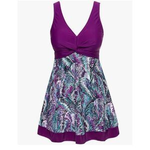 Summer Mae Purple Swim Dress 4XL Modest Skirted Swimsuit Bathing Suit